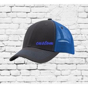 Custom Trucker Hats Youth Blue/Black Hat Kids Hats Mesh Back Hats